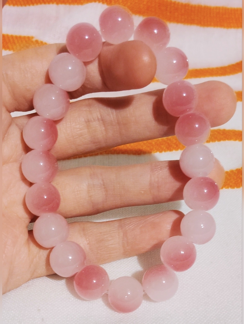 Handmade Glass Bracelet. Pale Violet Red. Size 7''